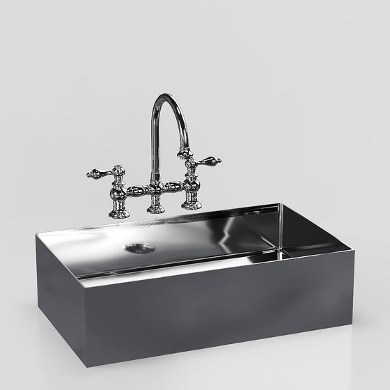 Modern Black Kitchen Sink 3D Model