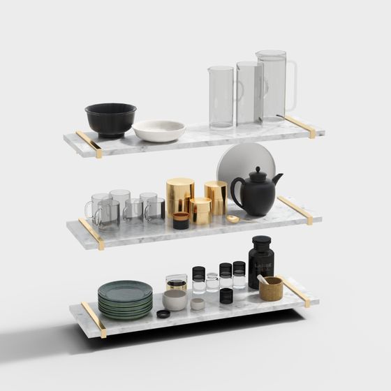 Marble Storage Rack Set 3D model
