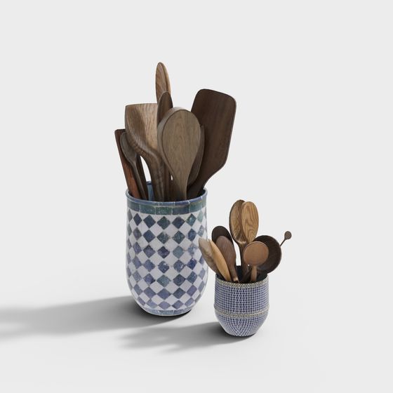 Elegant Ceramic Jars 3D model for Kitchen Spaces