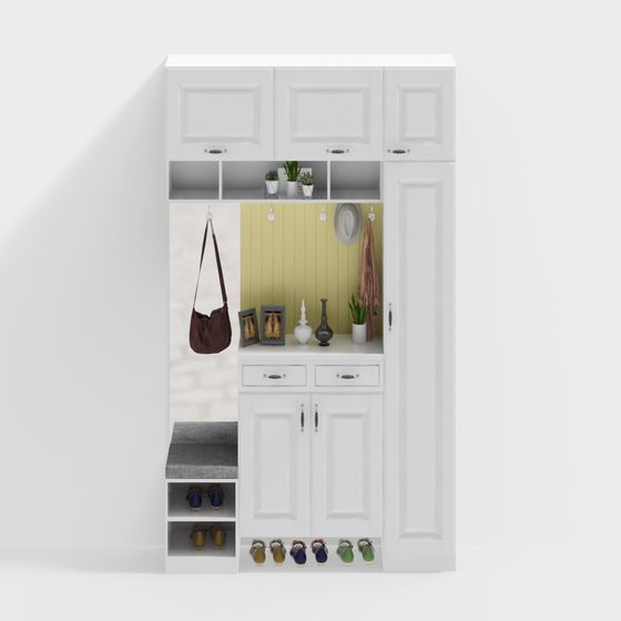 Stylish Walk-in Shoe Cabinet 3D model: Beauty of Minimalist Living