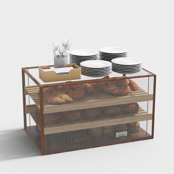 Elegant Bread Display Cabinet 3D model for Creatives
