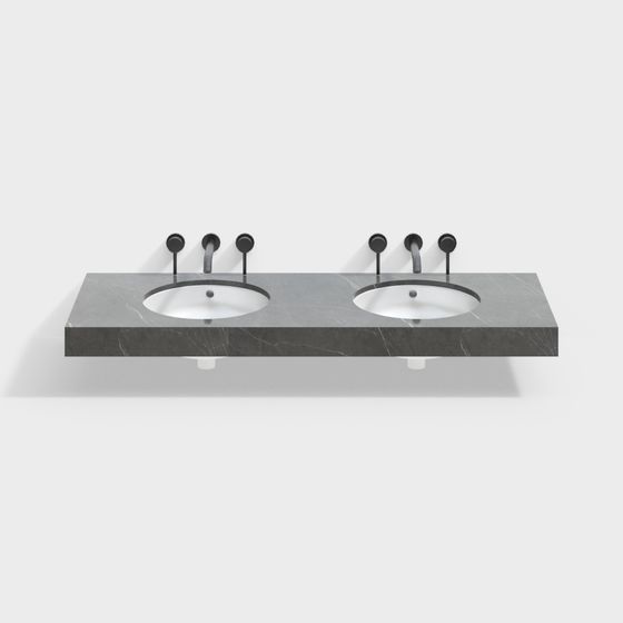 Elegant Double Sink Bathroom Vanity 3D model for Modern Spaces