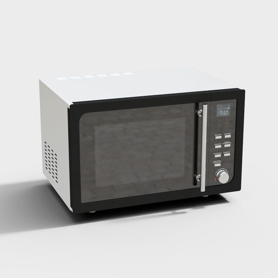 Sleek Black Microwave Oven 3D Model for Kitchen Use