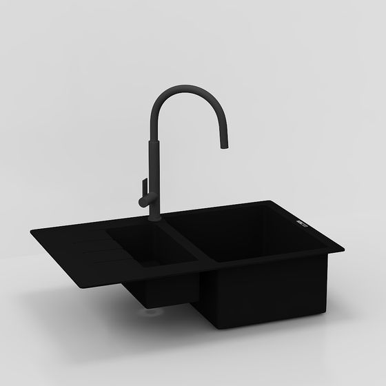 Elegant Low-Polygon Kitchen Sink 3D Model