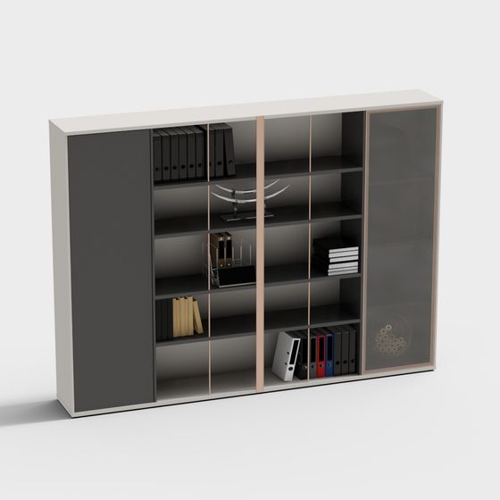 Modern Low-Poly High-Detail Bookshelf 3D model