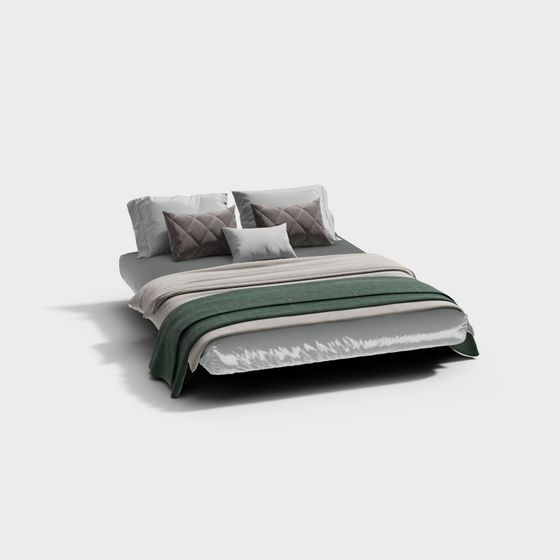 Chic Low-Poly Bed 3D model for Modern Spaces