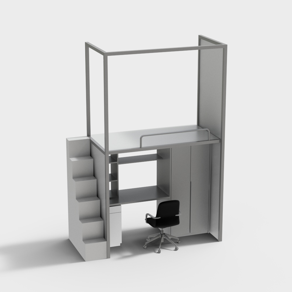 Modern Dormitory Bed and Desk Chair Combination