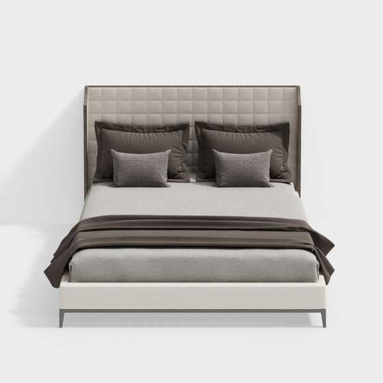 Elegant Low-Poly Bed 3D Model for Modern Homes