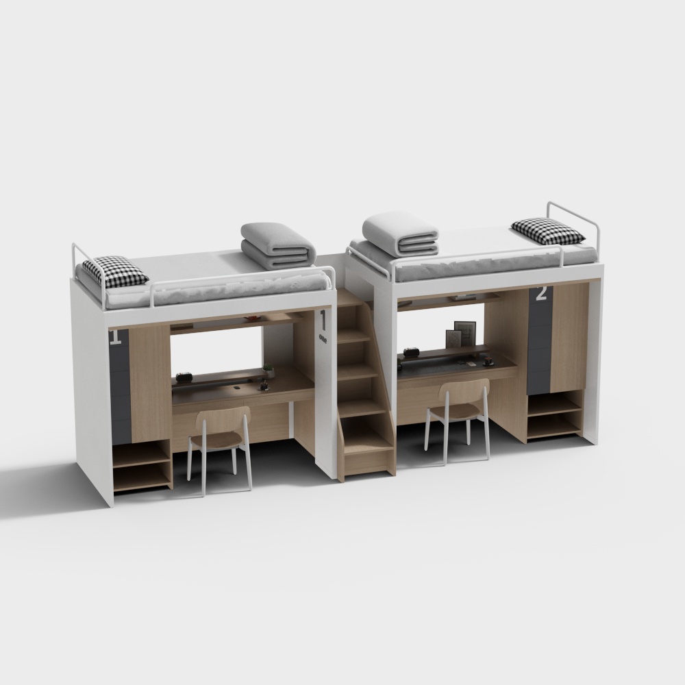 Combinazione Letto e Sedia da Scrivania per Dormitorio Moderna