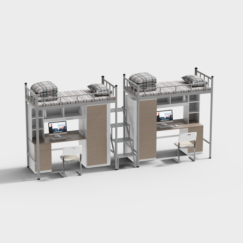 Modern Dormitory Bed and Desk Chair Combination