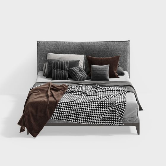 Stylish Low-Poly Bed 3D model for Contemporary Spaces