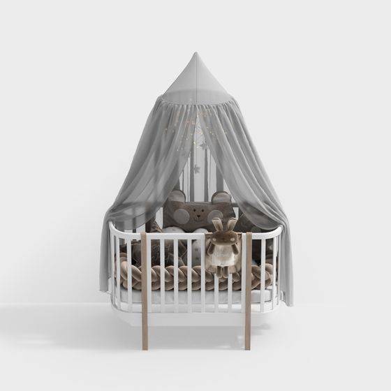 Cozy Low-Poly Baby Crib 3D model