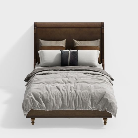 Elegant Low-Polygon 3D Bed Model for Modern Interiors