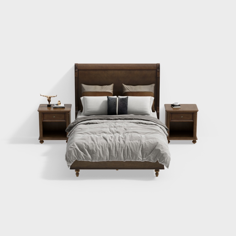 미국산 원목 더블 침대 세트