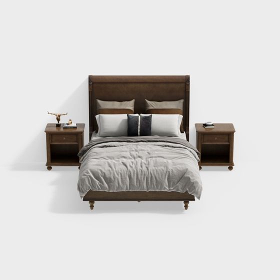 미국산 원목 더블 침대 세트