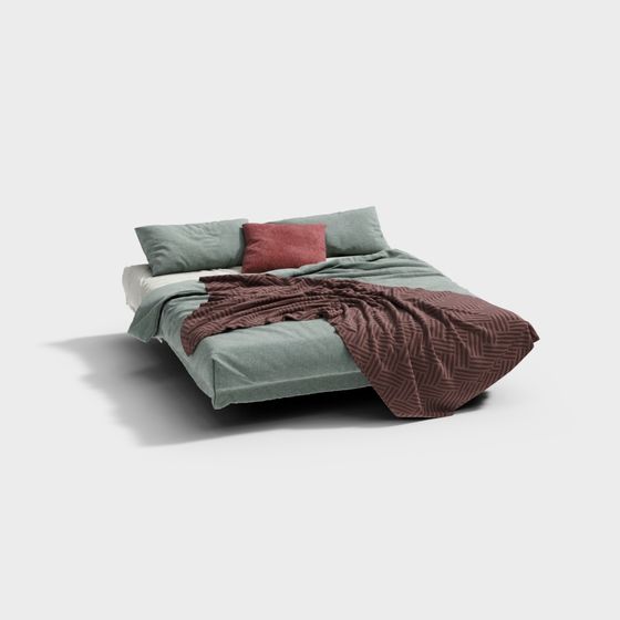Stylish Minimalist Bed 3D model for Contemporary Spaces
