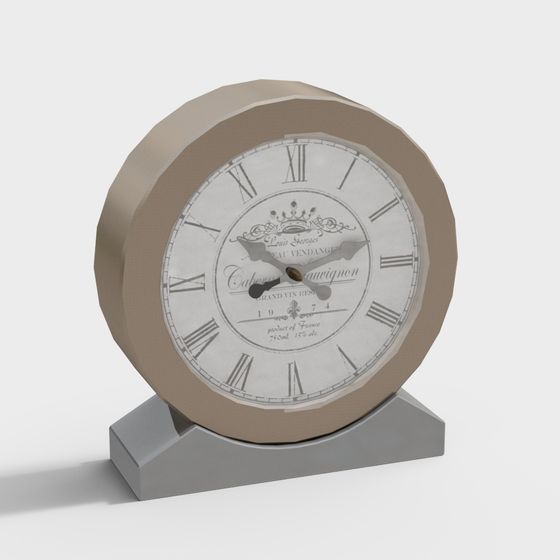 Elegant Desktop Clock 3D model at Retro-Modern Intersection