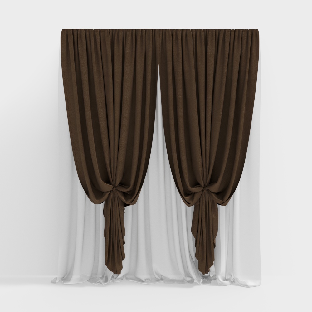 Chic Brown Curtain 3D model