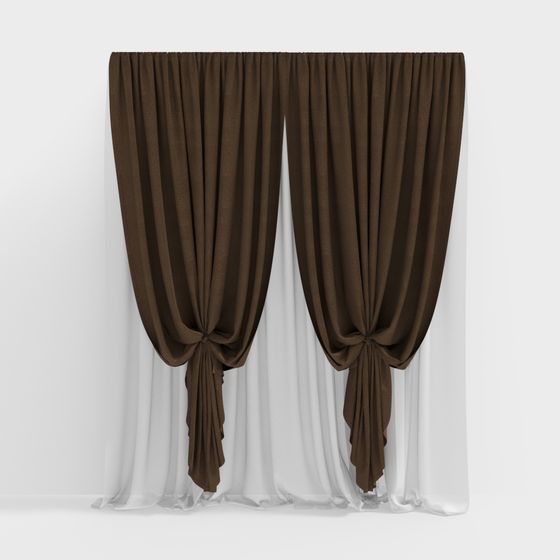 Chic Brown Curtain 3D model for Creative Projects