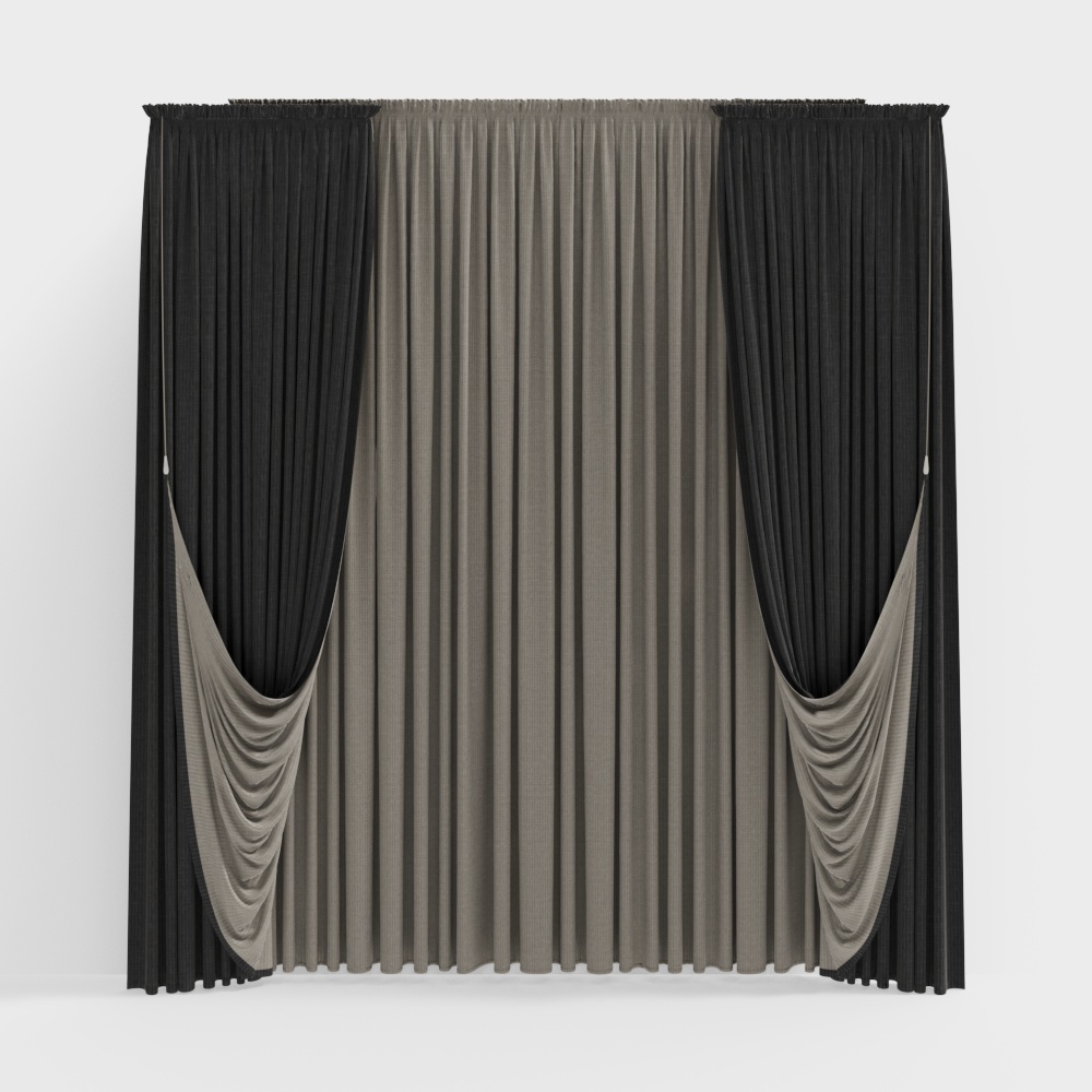 Elegant Low-Polygon Curtain 3D model