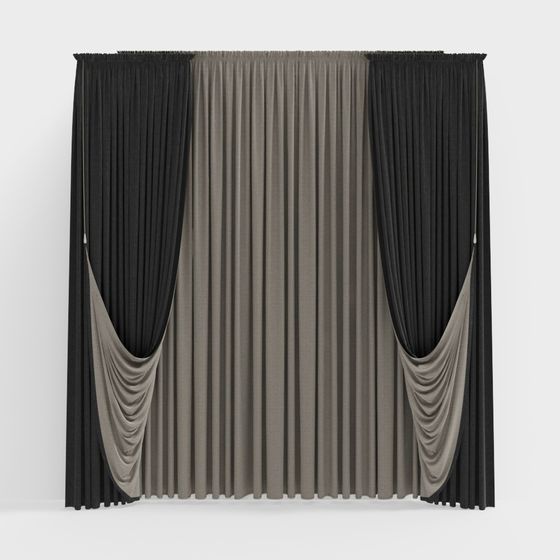 Elegant Low-Polygon Curtain 3D model