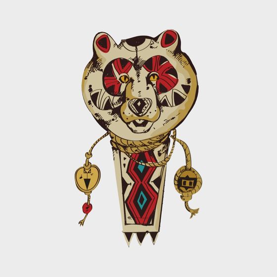 Totem Bear Low-Poly 3D Model