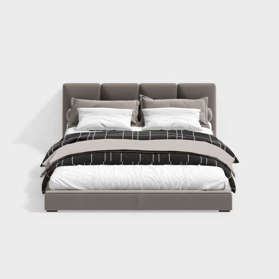 Stylish Minimalist Bed 3D model for Contemporary Spaces