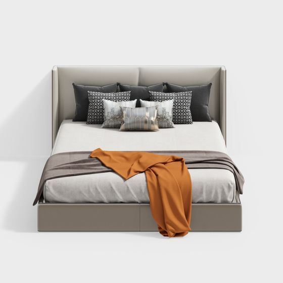 Chic Minimalist Bed 3D model for Modern Spaces