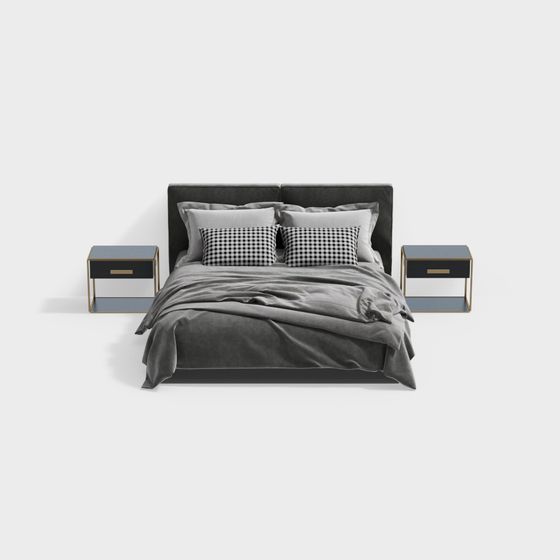 Sleek Modern Bedroom Set 3D model for Creative Projects