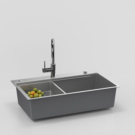 Stylish Low-Poly Kitchen Sink 3D model