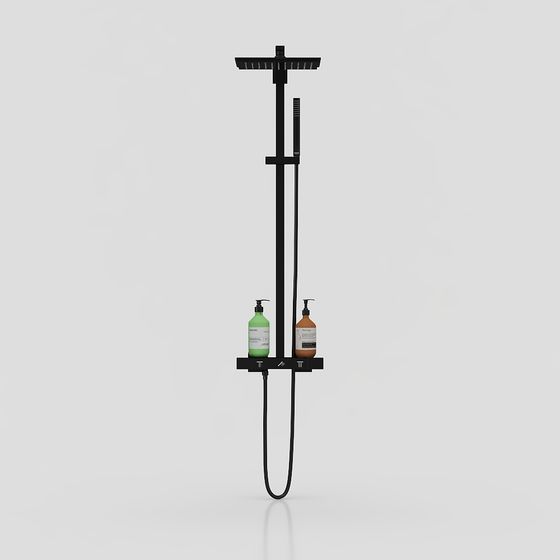Sleek Black Shower System 3D model for Modern Spaces