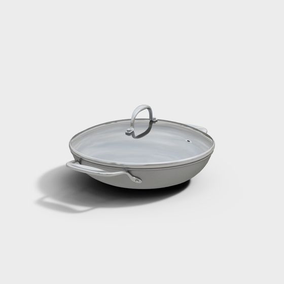 Elegant Gray Metal Wok 3D model for Modern Kitchens