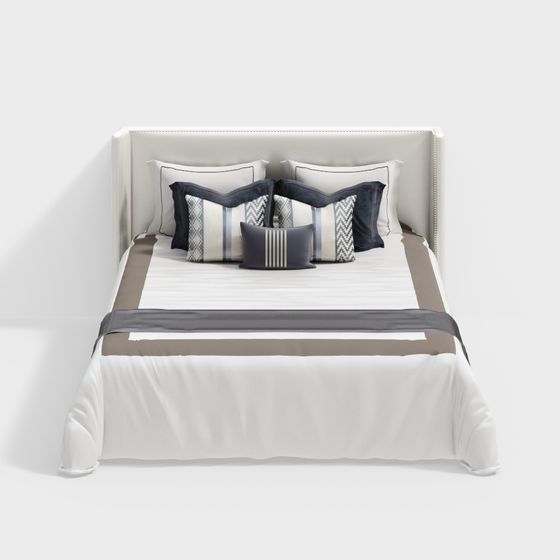 Stylish Low-Polygon Bed 3D model for Contemporary Spaces