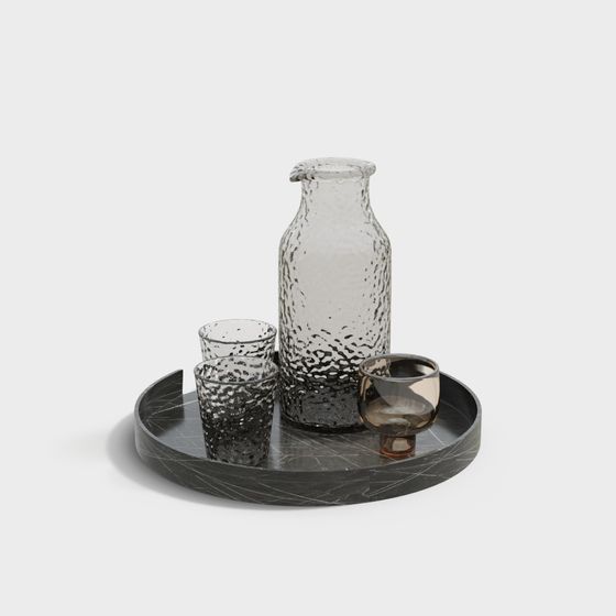 Elegant Glassware Set 3D model