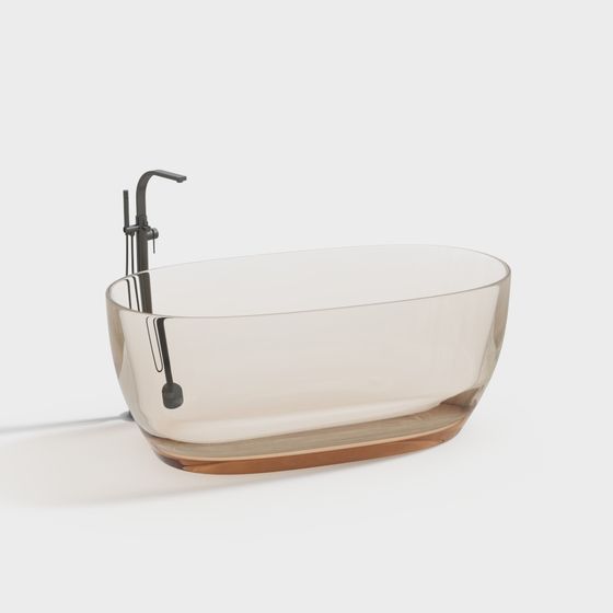 Luxurious Golden Modern Art Bathtub 3D Model