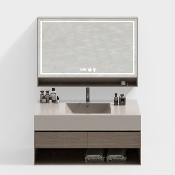 Contemporary Low-Poly Bathroom Vanity 3D model