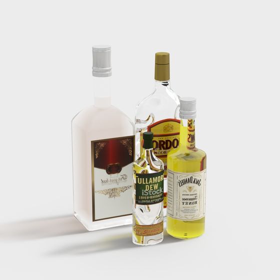 Stylish 3D Bottle Set Model for Creative Projects