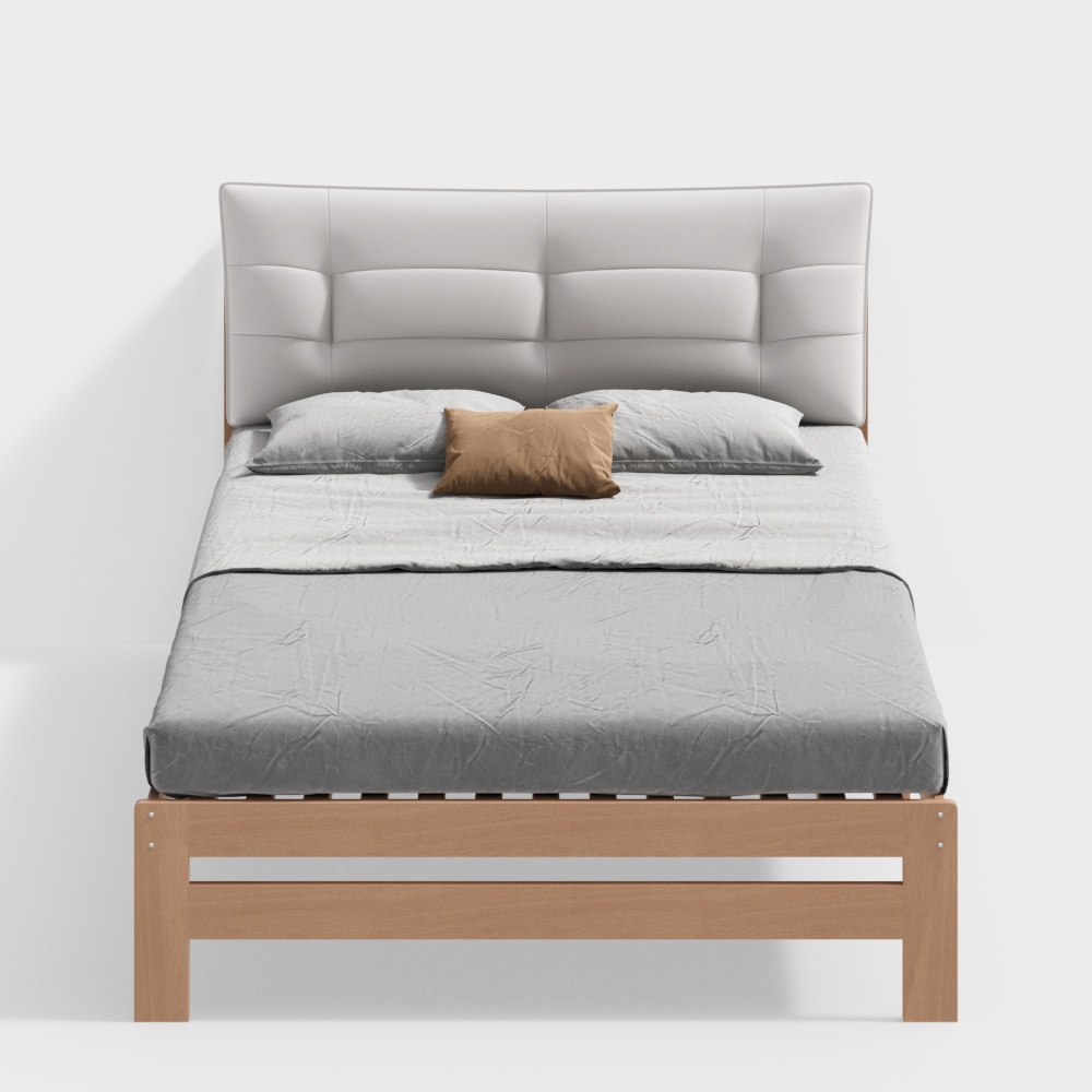 Scandinavian Solid Wood Soft Package Single Bed