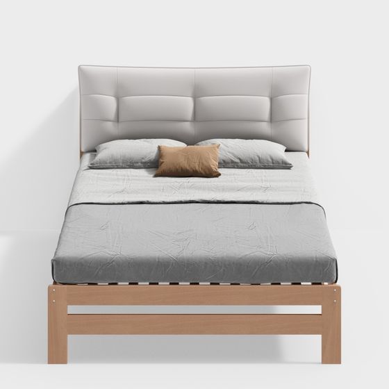 Stylish Low-Poly Bed 3D Model