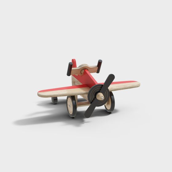 Vintage Wooden Toy Airplane 3D model