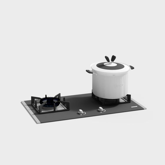 Smart Gas Stove 3D Model in Black