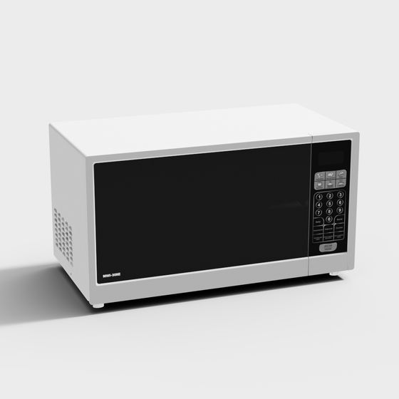 Functional Modern Microwave Oven 3D Model in Black