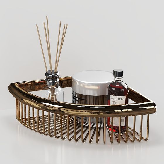 Golden Bathroom Triangle Shelf 3D Model
