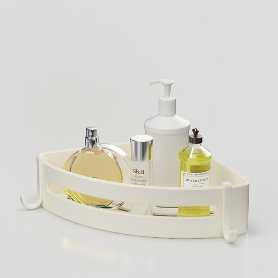 Minimalist Bathroom Triangular Shelf in Beige