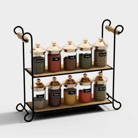 Vintage Spice Rack 3D Model for Cozy Kitchens
