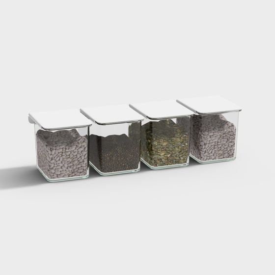 Elegant Glass Storage Jars 3D model for Modern Kitchens