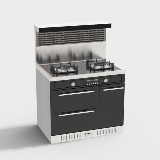 Stylish Kitchen Stove 3D model for Contemporary Spaces