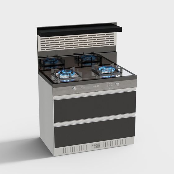 Sleek Gas Stove 3D model for Modern Kitchens