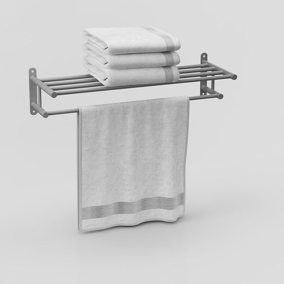 Modern White Bathroom Towel Rack 3D Model
