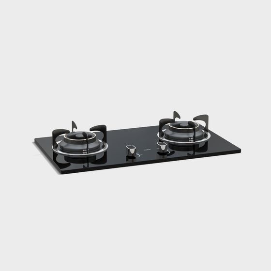 Elegant Black Gas Stove 3D Model for Modern Kitchens